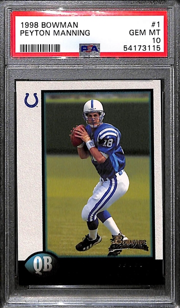 1998 Bowman Peyton Manning #1 Rookie Graded PSA 10 Gem Mint!