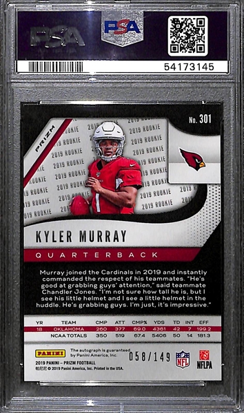 2019 Panini Prizm Kyler Murray Autograph Rookie Red Wave Prizm Graded PSA 9 Mint