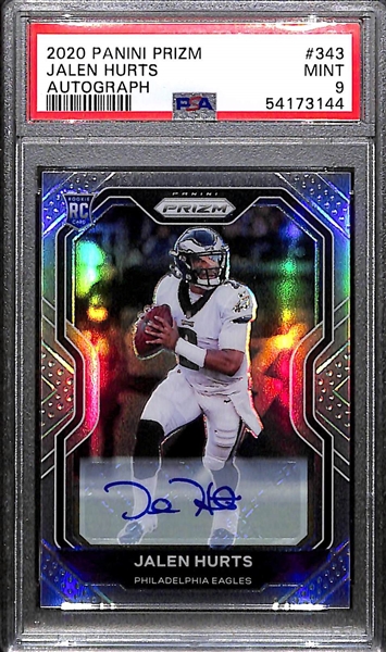 2020 Panini Prizm Jalen Hurts Autograph Rookie Silver Prizm Graded PSA 9 Mint