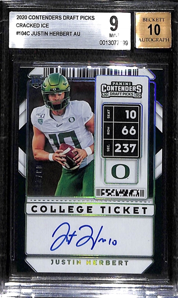 2020 Panini Contenders Draft Picks Justin Herbert (Variation 3)  #ed 3/23 Graded BGS 9 (10 Auto)