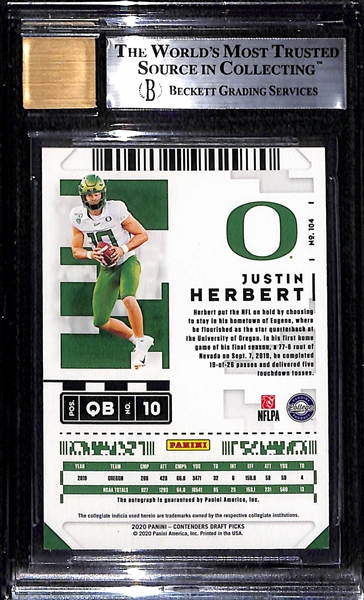 2020 Panini Contenders Draft Picks Justin Herbert (Variation 3)  #ed 3/23 Graded BGS 9 (10 Auto)