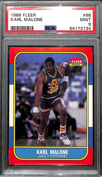 1986 Fleer Karl Malone Rookie #66 Graded PSA 9 Mint
