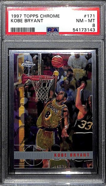 1997 Topps Chrome Kobe Bryant #171 (2nd Year) Graded PSA 8