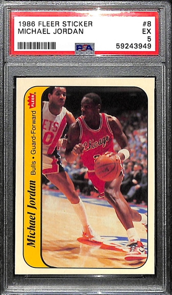1986-87 Fleer Michael Jordan Rookie Sticker #8 Graded PSA 5