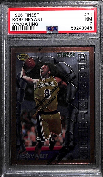1996-97 Kobe Bryant Rookie Lot (2) - Finest #74 (w. Coating) Graded PSA 7 and Ultra #52 Graded PSA Authentic