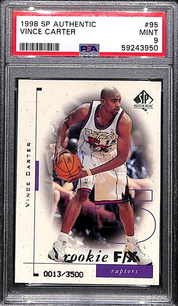 1998 SP Authentic Vince Carter #95 Rookie Card Graded PSA 9 (#ed 13/3500)