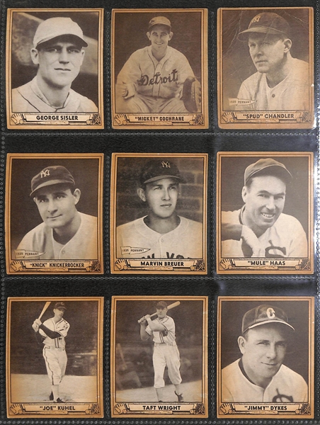Near Complete 1940 Play Ball Set (212 of 240 Cards) - Many HOFers