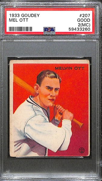 1933 Goudey Mel Ott #207 Graded PSA 2(MC) 