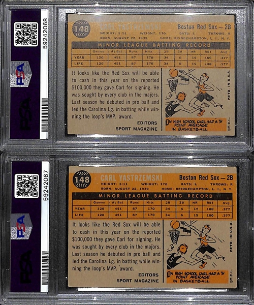 (2) 1960 Topps Carl Yastrzemski Graded Rookie Cards #148 (PSA 5 and PSA 2)