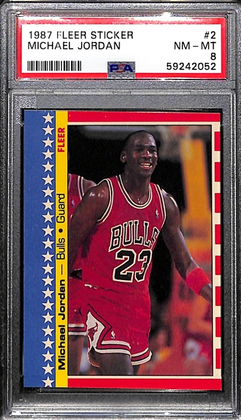 1987 Fleer Michael Jordan Sticker #2 Graded PSA 8