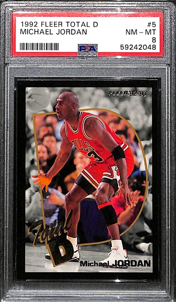 1992 Fleer Michael Jordan Total D Insert #5 Graded PSA 8