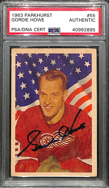 Signed 1963 Parkhurst Gordie Howe #55 - PSA/DNA Authentic Gordie Howe Autograph Presents Nicely!