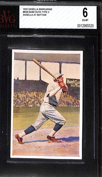 1932 Sanella Margarine #83B Babe Ruth Type 2 (Sanella at Bottom) Graded Beckett BVG 6