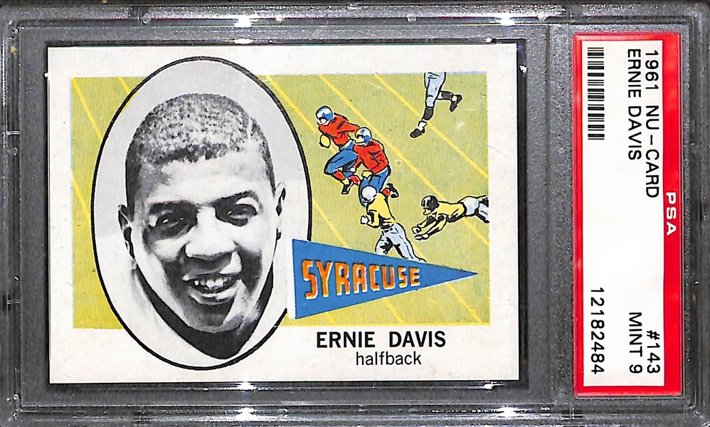 1961 Nu-Card Ernie Davis Rookie Card Graded PSA 9 Mint (HOFer - Syracuse & Cleveland Browns)