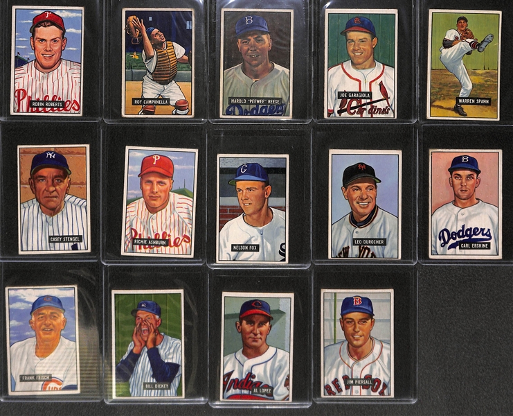 1951 Bowman Baseball Partial Set - 232 of 324 Cards - Many High Series Cards