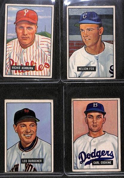1951 Bowman Baseball Partial Set - 232 of 324 Cards - Many High Series Cards