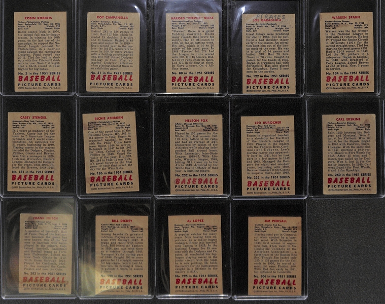 1951 Bowman Baseball Partial Set - 232 of 324 Cards - Many High Series Cards
