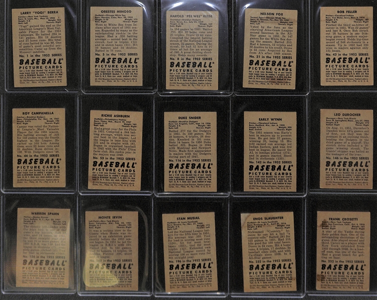 1952 Bowman Baseball Partial Set - 164 of 252 Cards