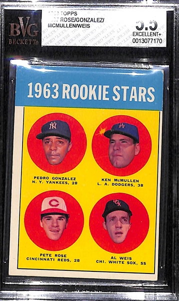 1963 Topps Pete Rose Rookie Card Graded Beckett BVG 5.5