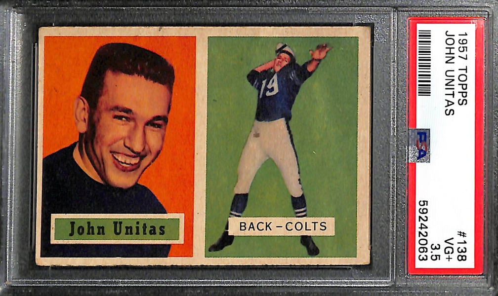 (3) Graded 1957 Topps Football Johnny Unitas #138 Rookie Cards (PSA 2.5, PSA 3, and PSA 3.5) 