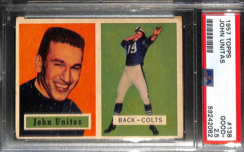 (3) Graded 1957 Topps Football Johnny Unitas #138 Rookie Cards (PSA 2.5, PSA 3, and PSA 3.5) 