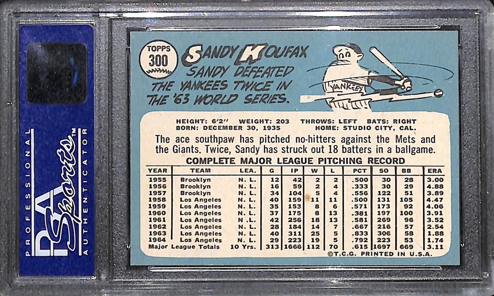 1965 Topps Sandy Koufax #300 Graded PSA 8 NM-MT