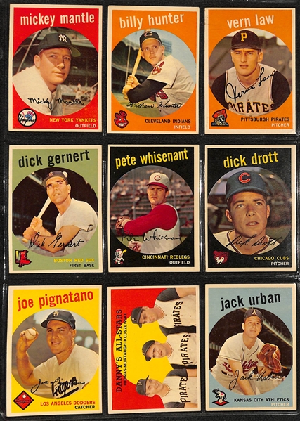 1959 Topps Baseball Card Near Complete Set (549 of 572 Cards - Missing Bob Gibson Rookie) in Binder - Mostly VG+-EX+ Cards
