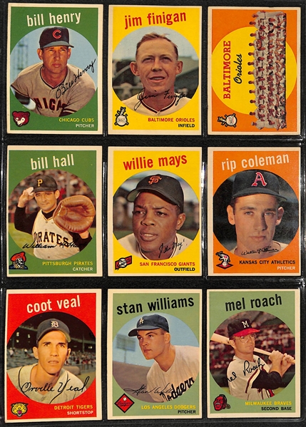 1959 Topps Baseball Card Near Complete Set (549 of 572 Cards - Missing Bob Gibson Rookie) in Binder - Mostly VG+-EX+ Cards