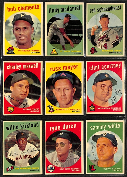 1959 Topps Baseball Card Near Complete Set (549 of 572 Cards - Missing Bob Gibson Rookie) in Binder - Mostly VG+-EX+ Cards