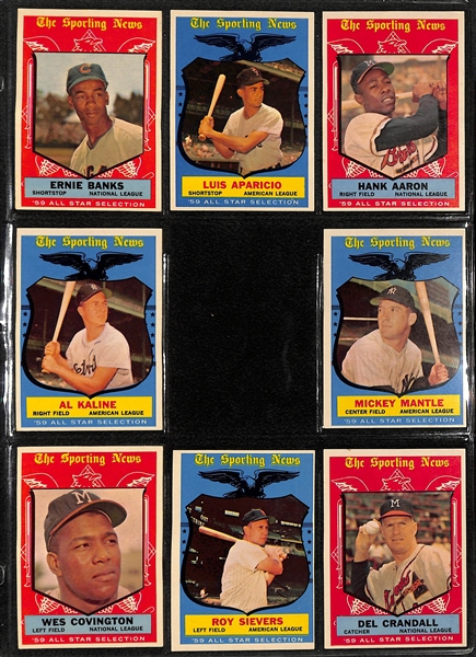 1959 Topps Baseball Card Near Complete Set (549 of 572 Cards - Missing Bob Gibson Rookie) in Binder - Mostly VG+-EX+ Cards