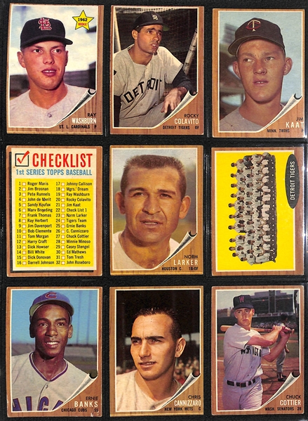 1962 Topps Baseball Card Complete Set (All 598 Cards) in Binder (Mantle Graded SGC 4) Mostly VG-VG+ Cards