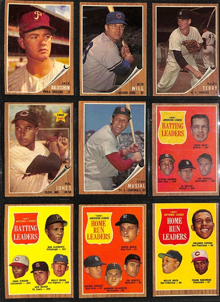 1962 Topps Baseball Card Complete Set (All 598 Cards) in Binder (Mantle Graded SGC 4) Mostly VG-VG+ Cards