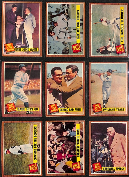 1962 Topps Baseball Card Complete Set (All 598 Cards) in Binder (Mantle Graded SGC 4) Mostly VG-VG+ Cards