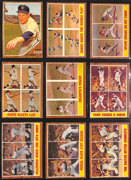 1962 Topps Baseball Card Complete Set (All 598 Cards) in Binder (Mantle Graded SGC 4) Mostly VG-VG+ Cards