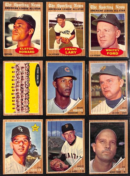 1962 Topps Baseball Card Complete Set (All 598 Cards) in Binder (Mantle Graded SGC 4) Mostly VG-VG+ Cards