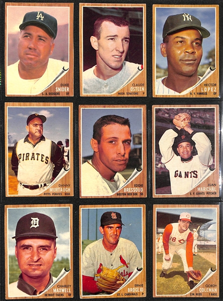 1962 Topps Baseball Card Complete Set (All 598 Cards) in Binder (Mantle Graded SGC 4) Mostly VG-VG+ Cards