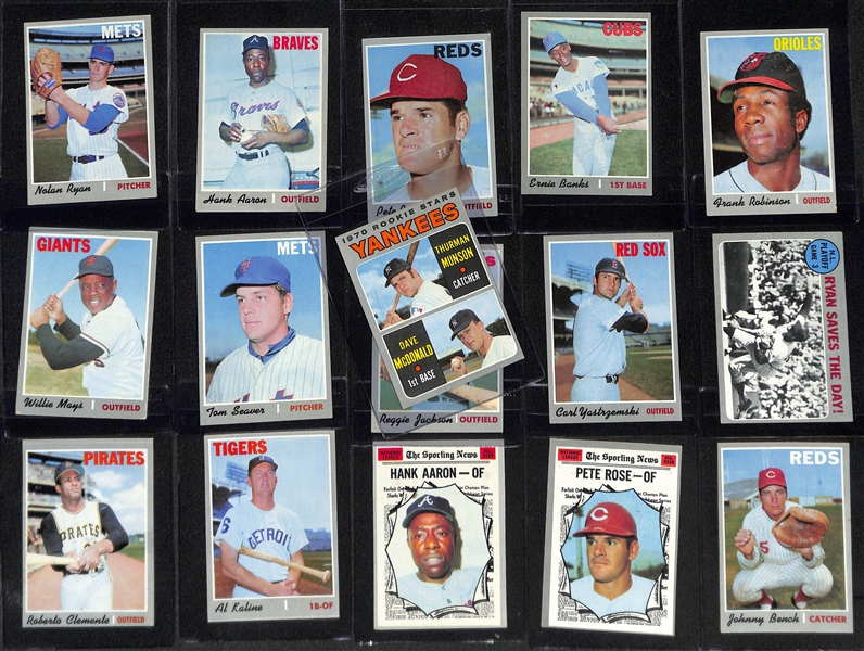 1970 Topps Baseball Card Complete Set (720 Cards) in Binder (Munson Rookie, Nolan Ryan, +) Many VG+-NM Cards