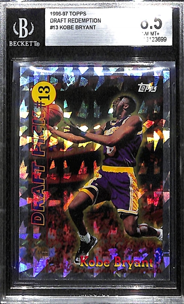 1996-97 Topps Draft Redemption Kobe Bryant Rookie Card #13 Graded Beckett BGS 8.5
