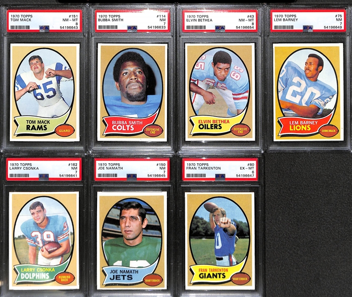 1970 Topps Football Complete Set (All 263 Cards - Mostly Pack Fresh w. 14 Graded) - OJ Simpson Rookie (PSA 7), Starr (PSA 8), Mack Rookie (PSA 8), Hill Rookie (PSA 7), Humphrey Rookie (PSA 8), Page...