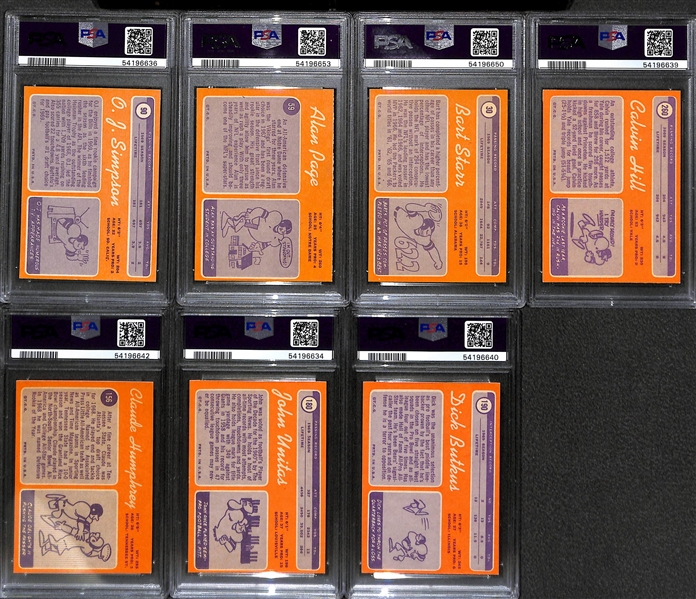 1970 Topps Football Complete Set (All 263 Cards - Mostly Pack Fresh w. 14 Graded) - OJ Simpson Rookie (PSA 7), Starr (PSA 8), Mack Rookie (PSA 8), Hill Rookie (PSA 7), Humphrey Rookie (PSA 8), Page...