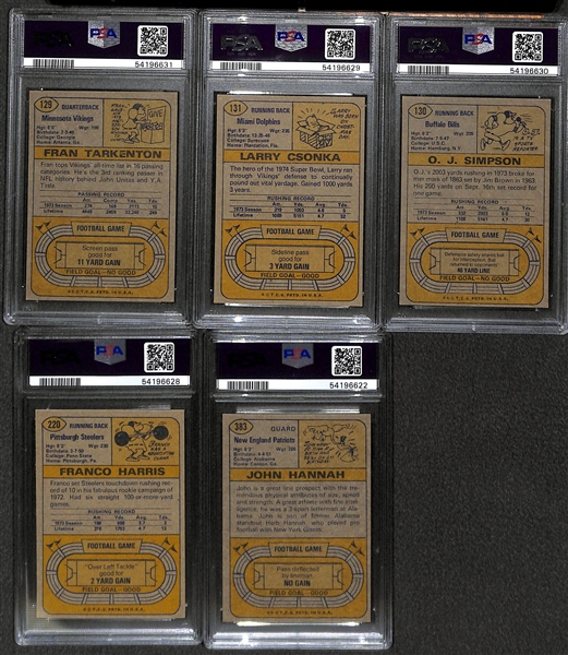 1974 Topps Football Complete Set (All 528 Cards ) - Mostly Pack Fresh w. 5 Graded PSA 8 - John Hannah Rookie, Franco Harris, OJ Simpson, Larry Csonka, and Fran Tarkenton!