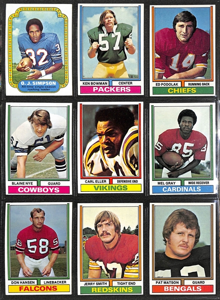 1974 Topps Football Complete Set (All 528 Cards ) - Mostly Pack Fresh w. 5 Graded PSA 8 - John Hannah Rookie, Franco Harris, OJ Simpson, Larry Csonka, and Fran Tarkenton!