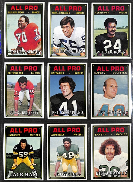 1974 Topps Football Complete Set (All 528 Cards ) - Mostly Pack Fresh w. 5 Graded PSA 8 - John Hannah Rookie, Franco Harris, OJ Simpson, Larry Csonka, and Fran Tarkenton!