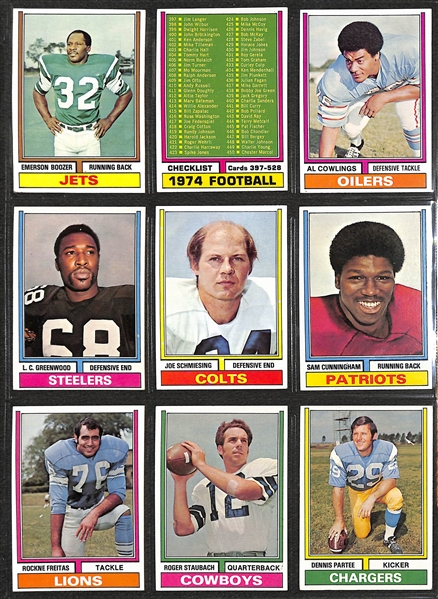 1974 Topps Football Complete Set (All 528 Cards ) - Mostly Pack Fresh w. 5 Graded PSA 8 - John Hannah Rookie, Franco Harris, OJ Simpson, Larry Csonka, and Fran Tarkenton!