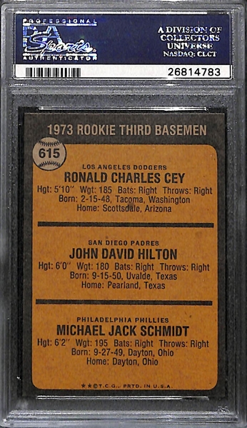 1973 Topps Mike Schmidt #615 Rookie Card Graded PSA 8 NM-MT