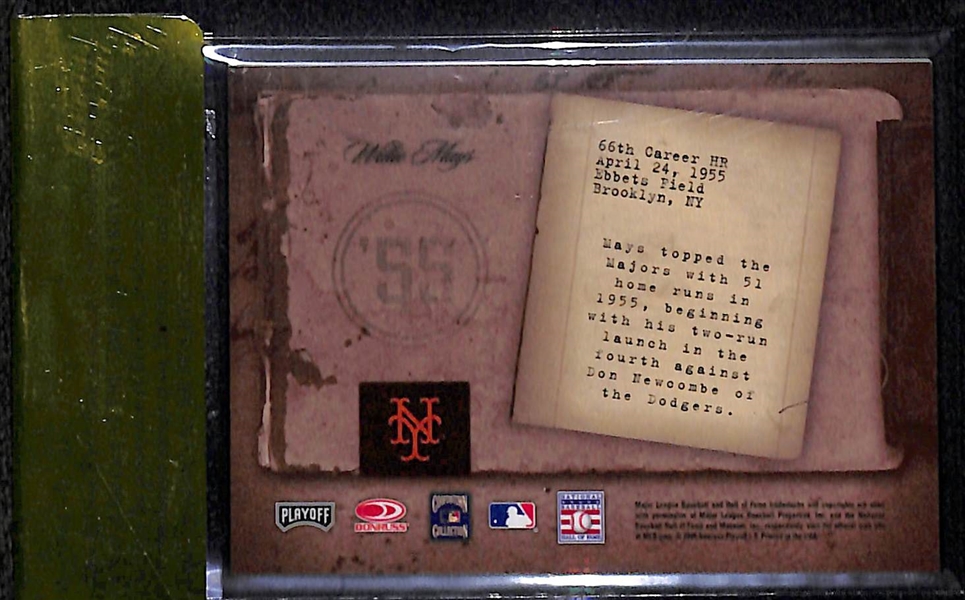 2005 Donruss Playoff Prime Cuts Willie Mays Autograph Card w. HR 66 Inscription - BGS 9.5 (8 Auto Grade) - Only One Card for Each Mays Home Run