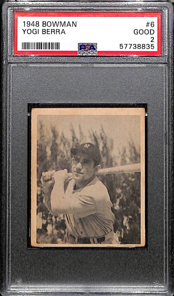 1948 Bowman Yogi Berra #6 Rookie Card Graded PSA 2 GD