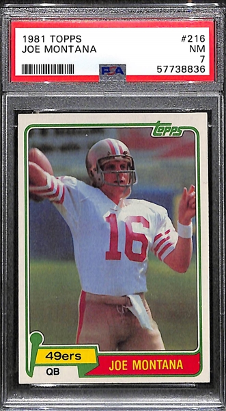 1981 Topps Joe Montana #216 Rookie Card Graded PSA 7 NM