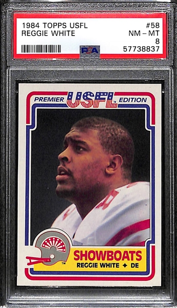 1984 Topps USFL Reggie White #58 Rookie Card Graded PSA 8 NM-MT
