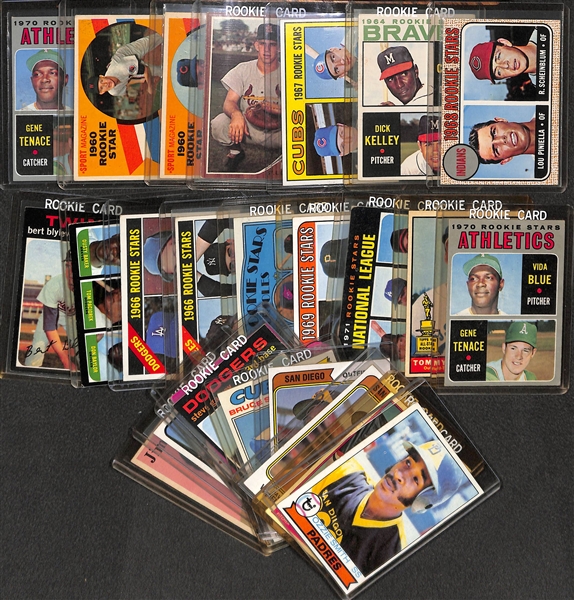 Lot of (25) Mostly 1960s and 1970's Baseball Rookie Stars Inc. Ozzie Smith, Eckersley, Winfield, Gossage, Garvey, Jim Bunning